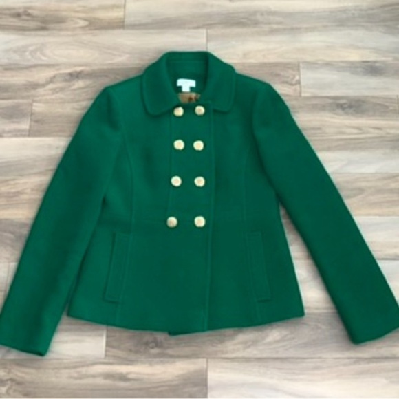 Ann Taylor Green Double-Breasted Pea Coat - Picture 3 of 9